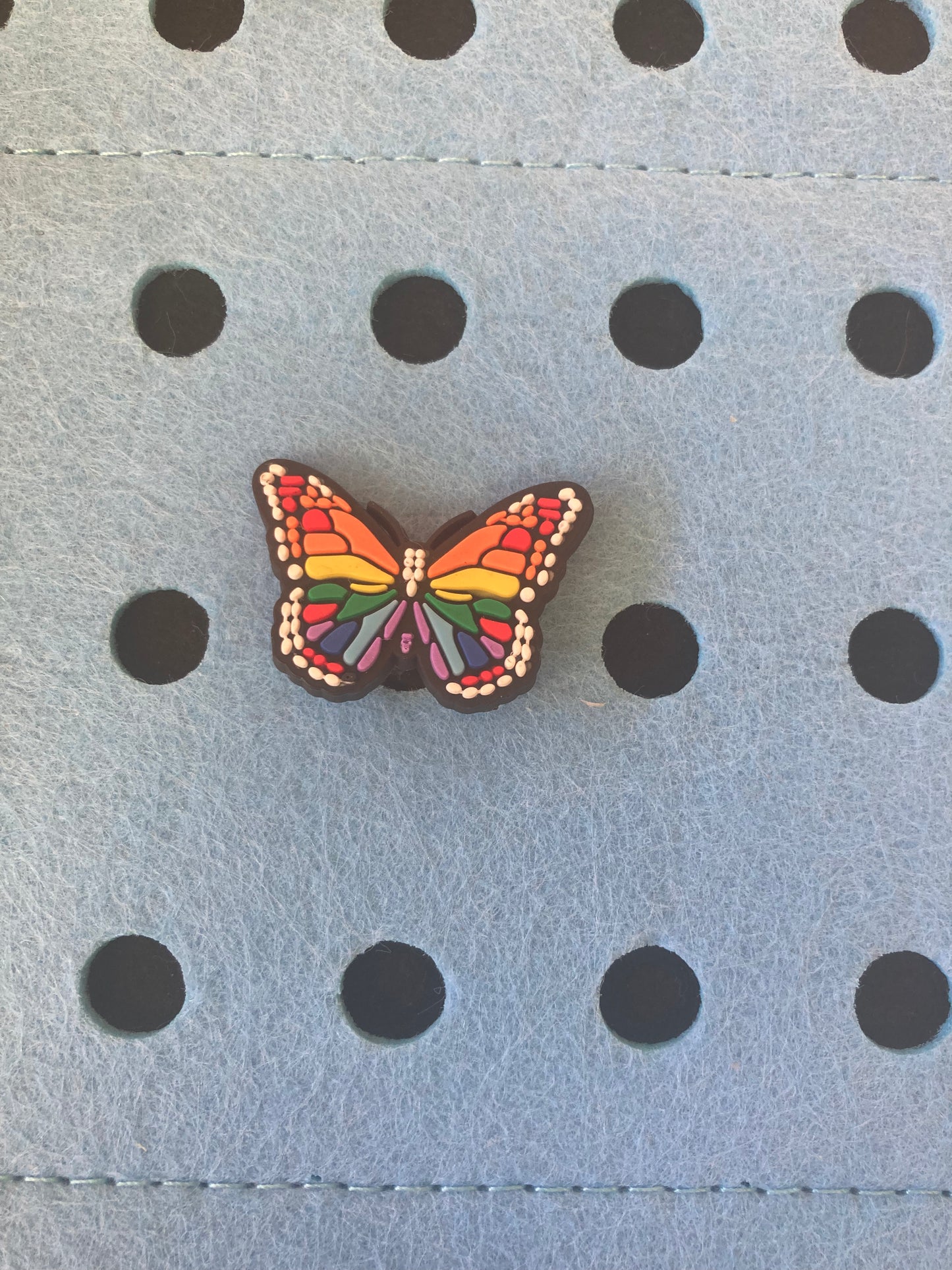 Rainbow butterfly croc charm